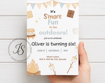 S’mores Birthday Party Invitation | Cute Camping Party Invite | Outdoor Birthday Party | Campfire Party Invitation | Digital S’mores Invite