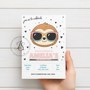 Sloth Birthday Party Invitation|Cute Sloth Party Invite | Sloth Party |Sloth Birthday |Digital Sloth Birthday Invite | Editable Sloth Invite