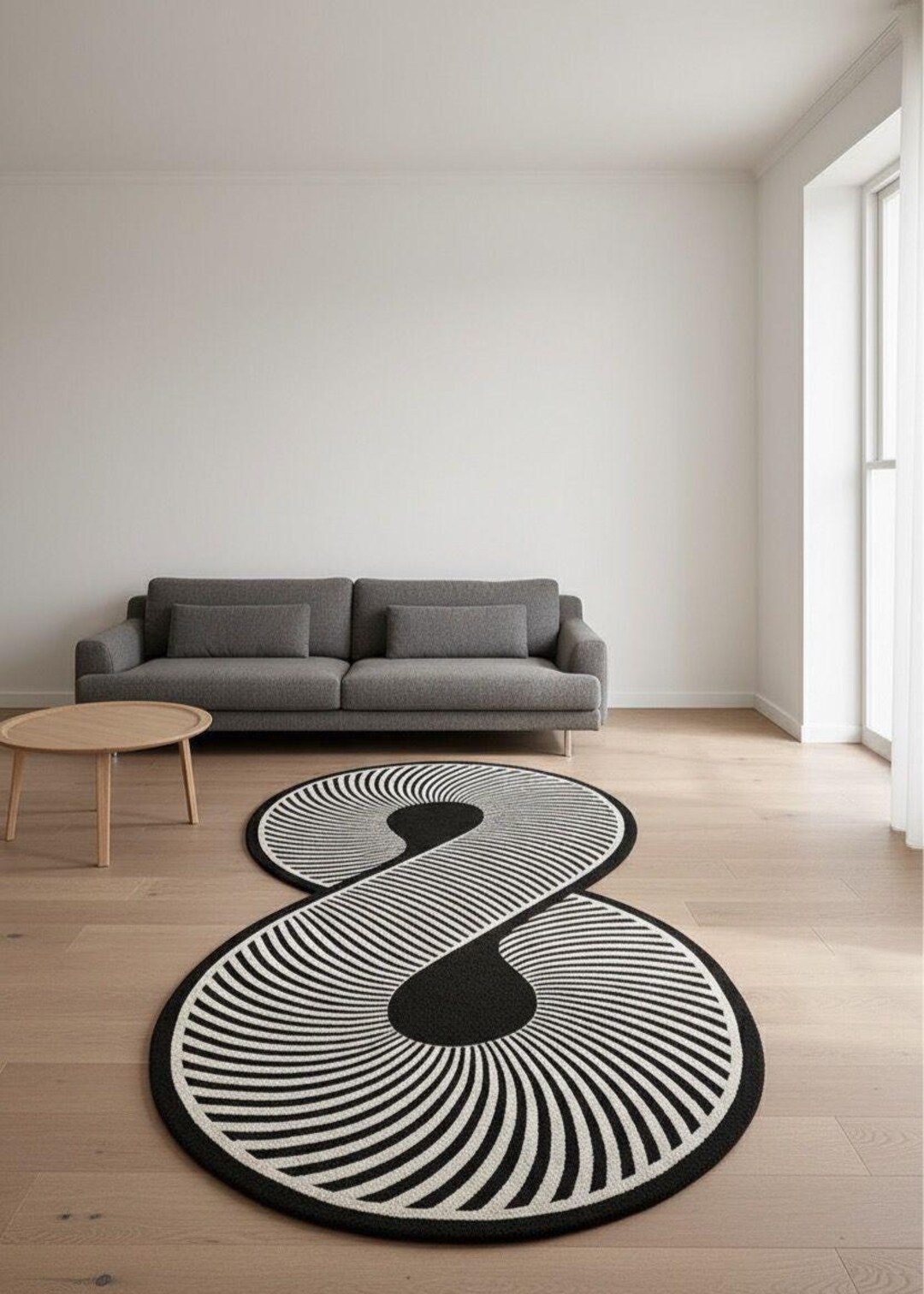 Intinity Rug Infinity Loop Rug: Abstract Black and White Minimalist Carpet - Etsy