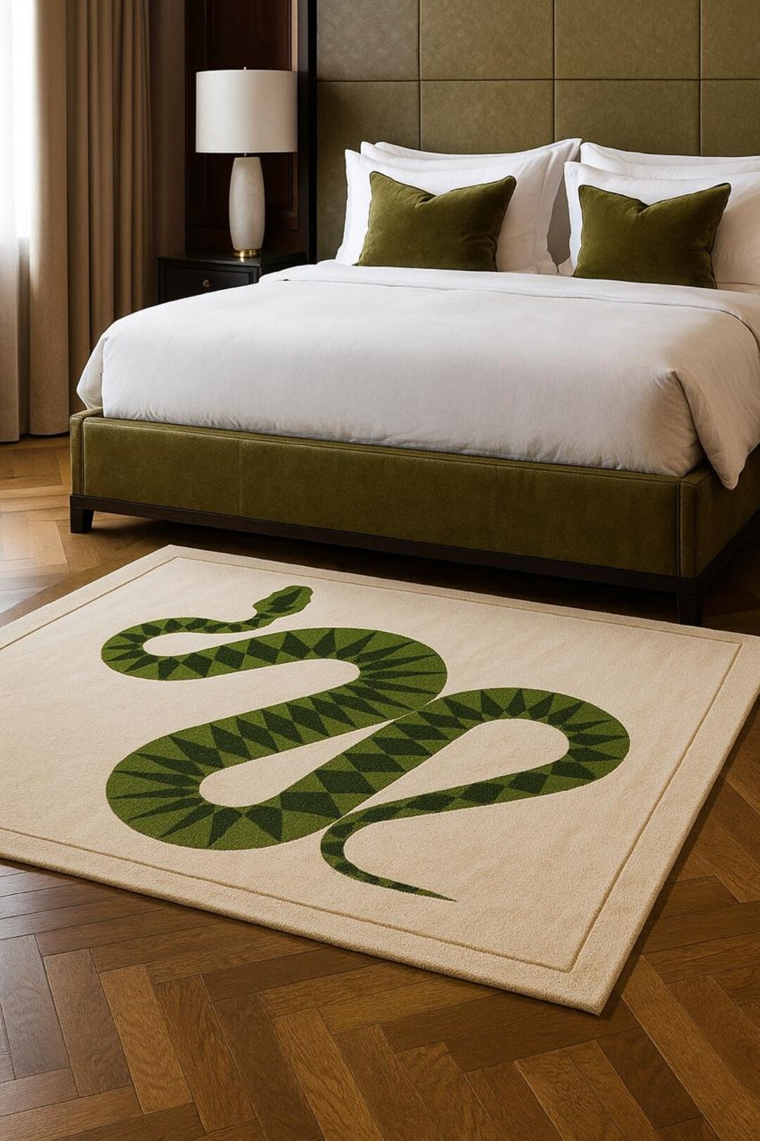 Hand-tufted Snake Rug: Modern Green Serpent Design - Etsy