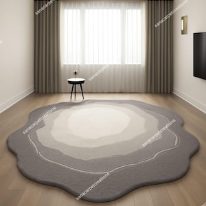 Hand-Tufted Wool Rug: Modern Black & Gold Geometric Area Carpet
