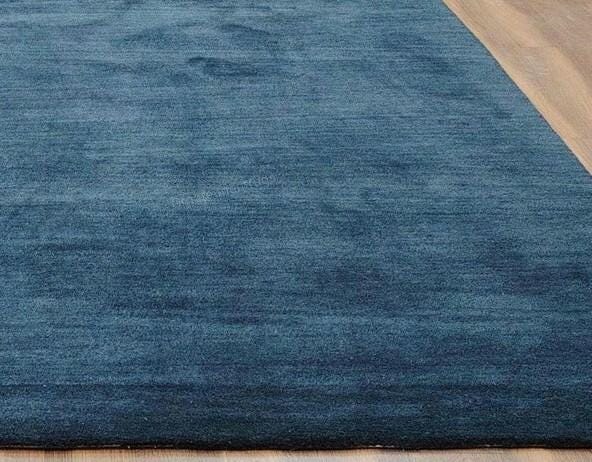 Handmade Solid Blue Area Rug | Modern Minimalist Plain Wool Carpet ...