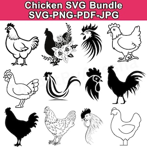 Chicken shirt PNG bundle, hen clipart, rooster SVG bundle, mama hen SVG, cute chicken svg, farm animal cutouts, bird silhouette gift designs