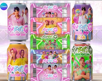 Kpop Huntrix Girls Soda Can Wrap Label, Demon Hunters Party Favors