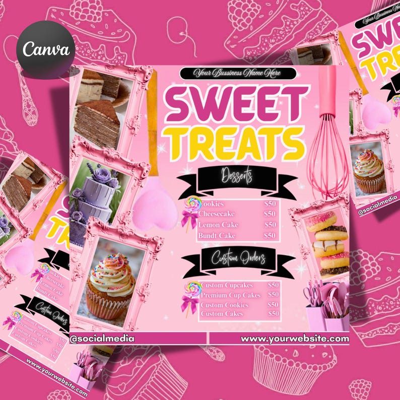Bakery Flyer Template, Sweet Treats, Canva Editable - Etsy