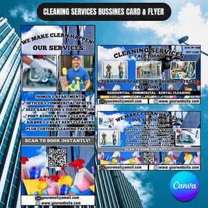 Customizable Cleaning Service Flyer: Maid Business Card Template (Digital Download