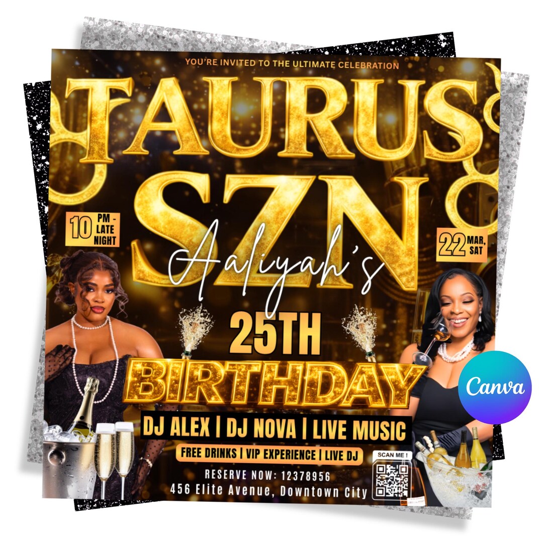 Taurus Cheetah Season Party Flyer,birthday Szn Flyer,taurus Invitation ...