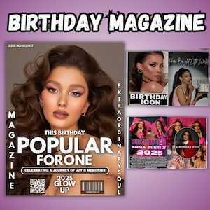 Custom Birthday Magazine Template: Vogue Style Keepsake (Digital Download