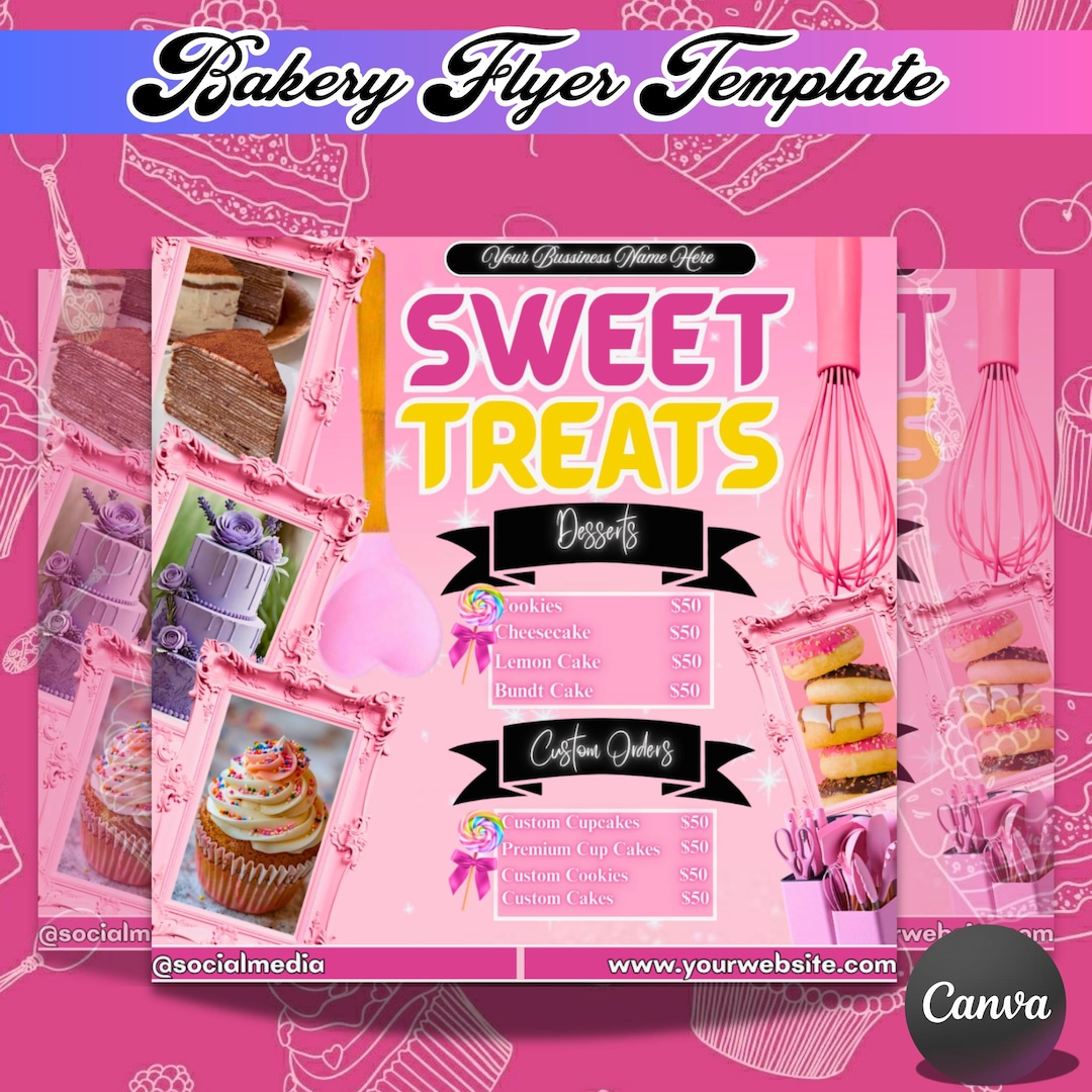 Bakery Flyer Template, Sweet Treats, Canva Editable - Etsy