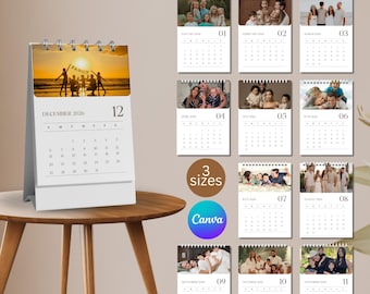 2026 Monthly Photo Calendar Template Custom Photo Calendar Canva Editable Printable Photo Frame Layout Minimalist Design Digital Download