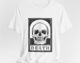 Death Tarot Card Skull Graphic Tee, Gothic Occult Fashion