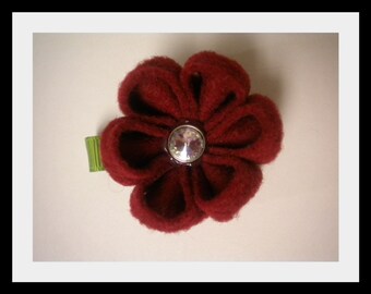 Burgundy Flower with Gem Center