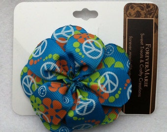 Peace and love flower barrette