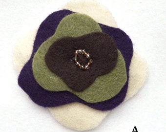 Asymmetrical multicolored felt hair clip