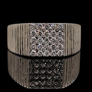 Anillo de bodas para hombre con diamantes cultivados en laboratorio de talla redonda de 0,50 ct. Moissanita, estilo vintage distintivo, oro blanco/amarillo de 10/14 quilates.