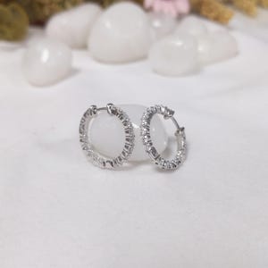 Moissanite Hoop Earrings for Women&#39;s, White Gold Hoop Earring, Huggie hoops Earrings Anniversary, Diamond Dainty Jewelry Gift for Her