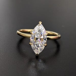 2 Ct Marquise Lab Grown Diamond Engagement Ring - 14K Yellow Gold Solitaire
