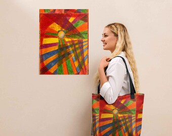 Tote Bag - Solar Burst - Colourful Geometric Abstract