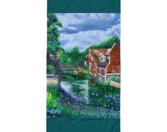 Towel - River Melody - Impressionist Landscape Art