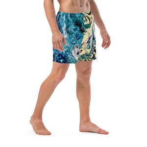 Designer Men’s Swimwear | Art Swim Trunks – ‘Tectonic’ by Eman&#39;s Gallery
