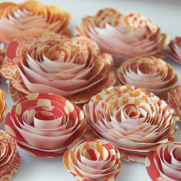 Sun Kissed Summer Inspired  Handmade Spiral Paper Flowers LAST ONE