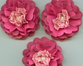 Girl Peony Paper Flowers in Razzle Pink and Light Pink