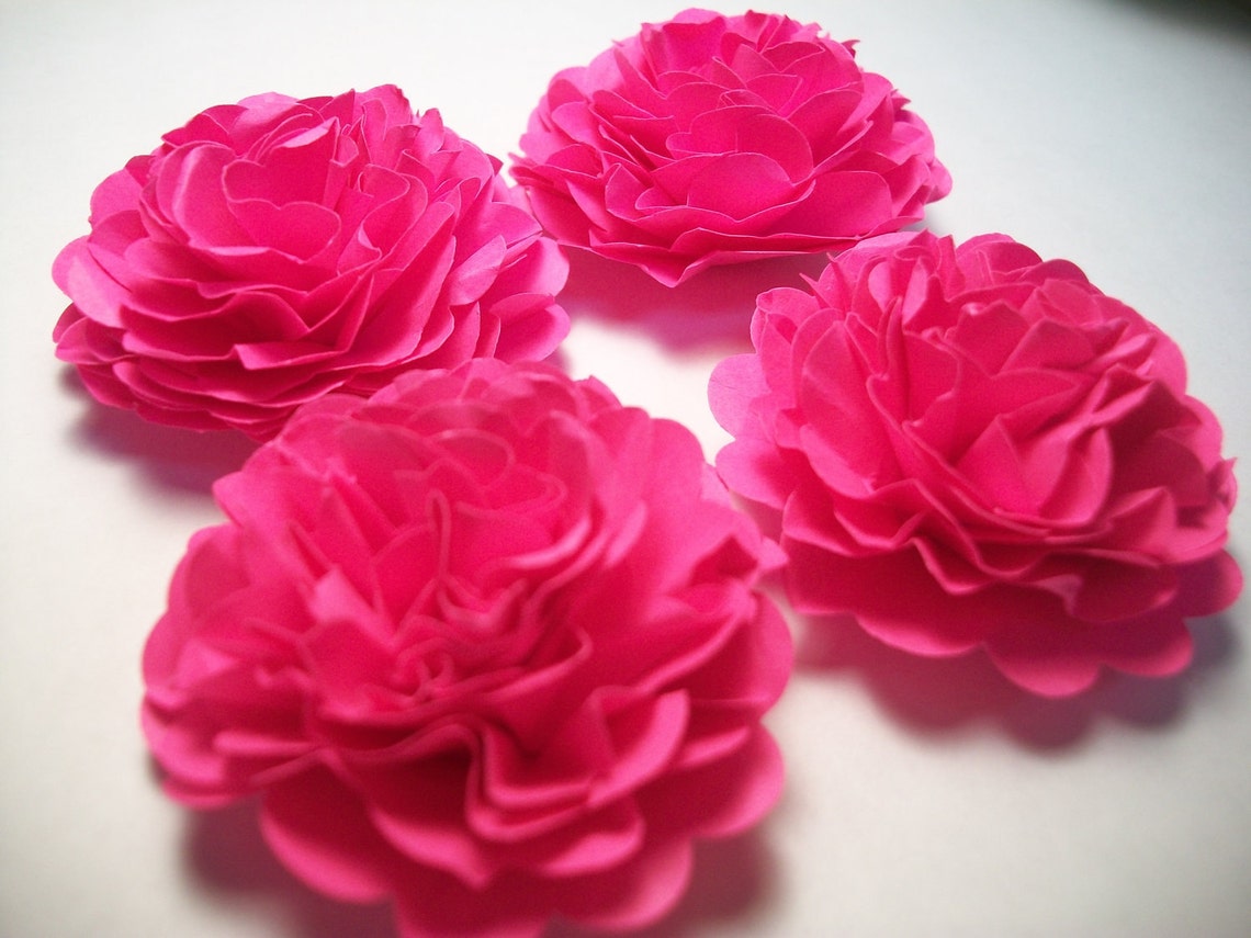Bright Hot Pink Carnation Paper Flowers Etsy