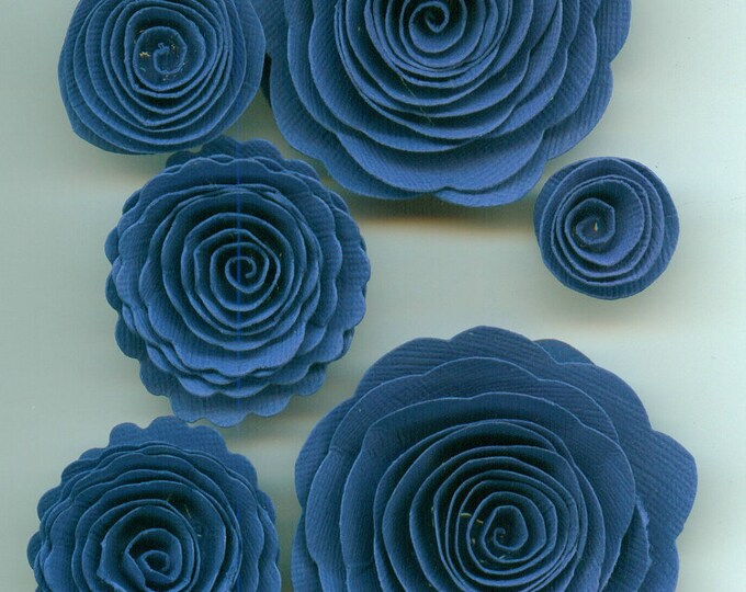Royal Blue Handmade Spiral Paper Flowers Etsy