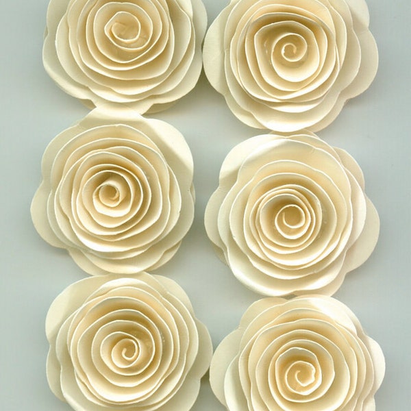 Mini Sand Ivory Roses Spiral Paper Flowers for Weddings, Bouquets, Events and Crafts