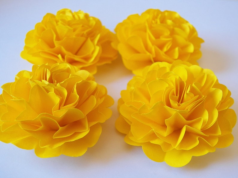Bright Yellow Carnation Paper Flowers Embellishments Etsy