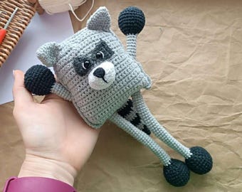 Stretch Raccoon Crochet Pattern PDF – Cute Long-Legged Amigurumi Animal Toy – Easy DIY Gift for Kids, Baby Shower or Nursery – PDF Download