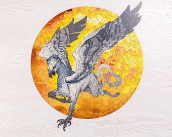 Hippogriff Wooden Jigsaw Puzzle, Birthday Gift for Potterheads, Unique Design Puzzles, Magical Gift for Potterheads, Unique Fantasy Puzzle