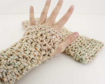 Arm Warmers / Fingerless Gloves - in MOSS-COVERED BRICK.