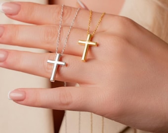 Gold Kreuz Halskette, Minimal Glaube Anhänger, Minimalist Christian Schmuck, Kreuz Halskette, Geschenk für sie