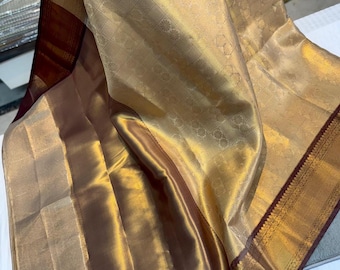 Vrouwen Banarasi Kanjivaram Tissue Zachte Zijde Saree Desinger Rand Bruiloft & Feestkleding Luxe Kleding