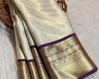 Women Banarsi Kanjivaram Tissue Soft Silk Saree Desinger Border Wedding & Party Wear Luxury Attire