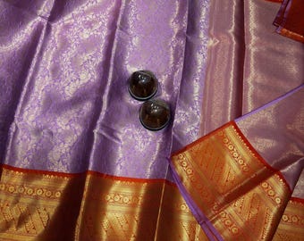 Banarasi Soft Katan Silk Saree, Designer Kanjivaram Border, Zari Weaving sari