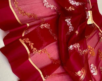 Handloom Banarasi Kora Organza Soft Silk Saree: Kaduwa Zari Weaving Wedding  saree