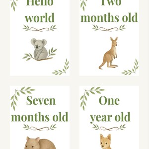 Schede miliari per cuccioli di animali australiani / Accessori per foto di neonati 5x7" stampabili / Download digitale