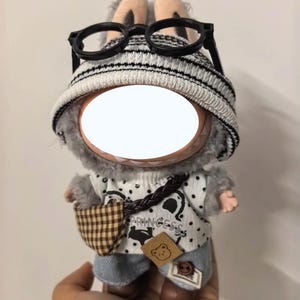 Retro denim outfit suitable for 17cm dolls, fashionable doll clothes, suitable for gifts, Christmas gifts, home decoration