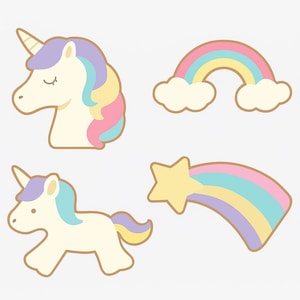 Unicorn Cookie Cutters – 4 Piece Set | Rainbow, Shooting Star, Unicorn Head & Full Unicorn | Baking, Craft Supplies