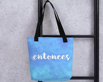 Entonces Tote Bag: Spanskt talesätt Blå Axelväska