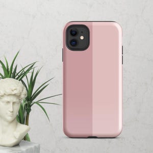 Striped iPhone Tough Case Pink Vertical Stripes Phone Cover Modern Phone Case Minimalist Gift