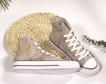 Handgemaakte canvasschoenen, botanisch verven, uniek cadeau