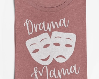 Koszulka Drama Mama, koszulka graficzna Theater Mom, maski komediowe, odzież dla rodziców grających w teatrze