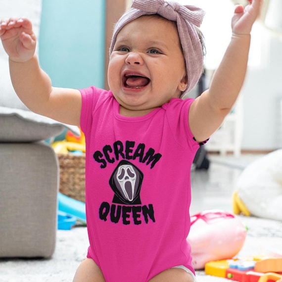 Scream Queen Infant Bodysuit, Ghost Face Horror Baby Onesie, Horror fan baby onesie, Horror baby gear, Horror themed baby onesie