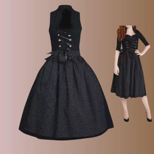 Traditional German Dirndl Dress Cotton Black Dirndl – Timeless Elegance Bavarian Attire