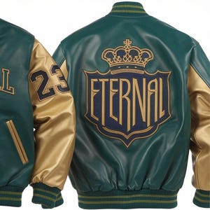 Custom Varsity Leather Jacket – Personalized Name, Brand or Number | Design Your Own Bomber Jacket | Cutomise colors option