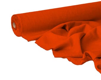 Tela de lino naranja quemado / Material terracota suavizado para coser
