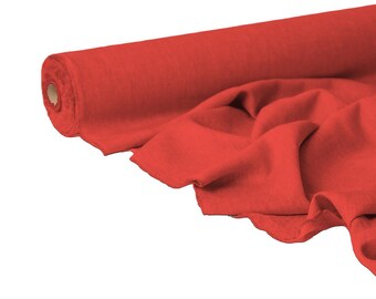Red Orange Linen Fabric By The Yard – Softened Rust Sewing Material